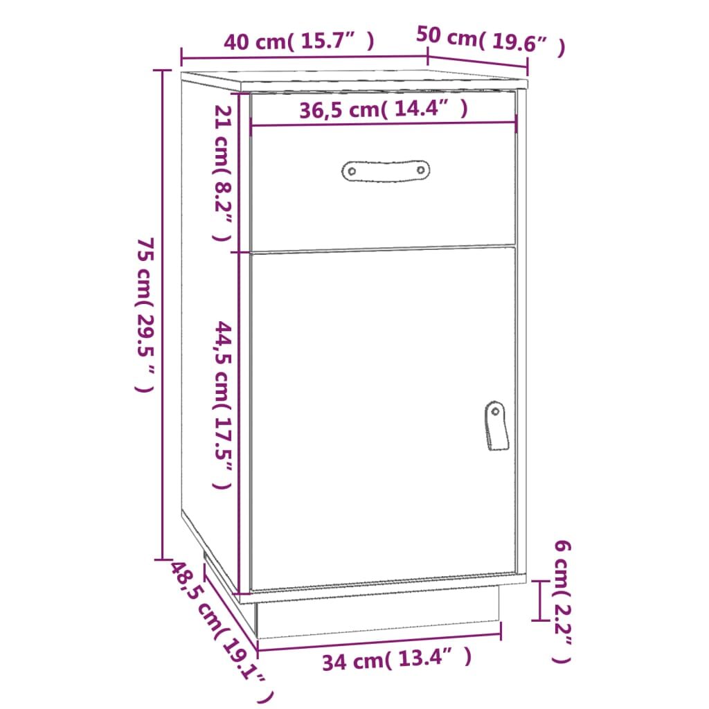 Ντουλάπι Γραφείου Καφέ μελί 40 x 50 x 75 εκ. Μασίφ Ξύλο Πεύκου