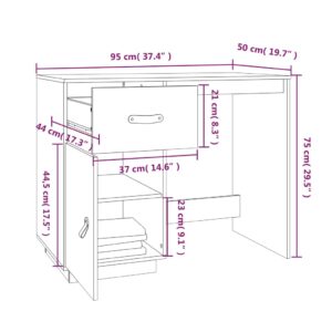 Γραφείο Καφέ Μελί 95 x 50 x 75 εκ. από Μασίφ Ξύλο Πεύκου