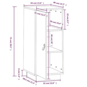 Μπουφές Λευκό 34 x 40 x 75 εκ. από Μασίφ Ξύλο Πεύκου