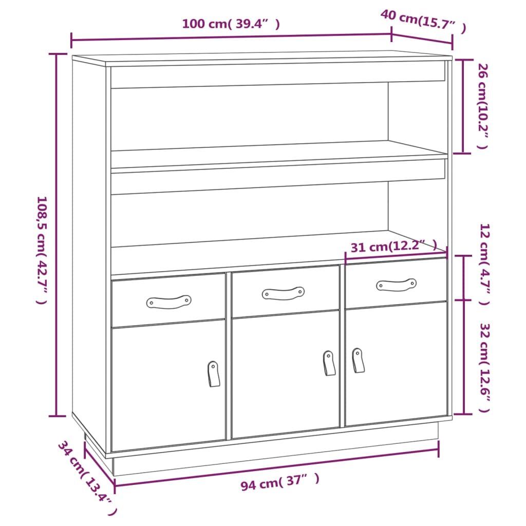 Ντουλάπι Ψηλό Μαύρο 100x40x108