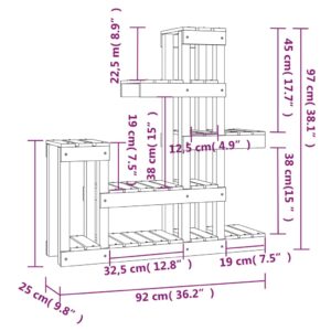 Βάση Γλάστρας Γκρι 92x25x97 εκ. από Μασίφ Ξύλο Πεύκου