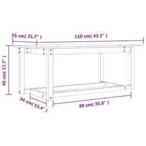 Τραπεζάκι Σαλονιού Μαύρο 110x55x45 εκ. από Μασίφ Ξύλο Πεύκου