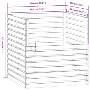 Κομποστοποιητής Λευκός 100x100x102 εκ. από Μασίφ Ξύλο Πεύκου