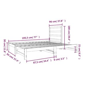 Καναπές Κρεβάτι Συρόμενος Γκρι 2x(90x190) εκ. Μασίφ Ξύλο Πεύκου