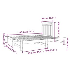 Καναπές Κρεβάτι Συρόμενος Γκρι 2x(90x190) εκ. Μασίφ Ξύλο Πεύκου