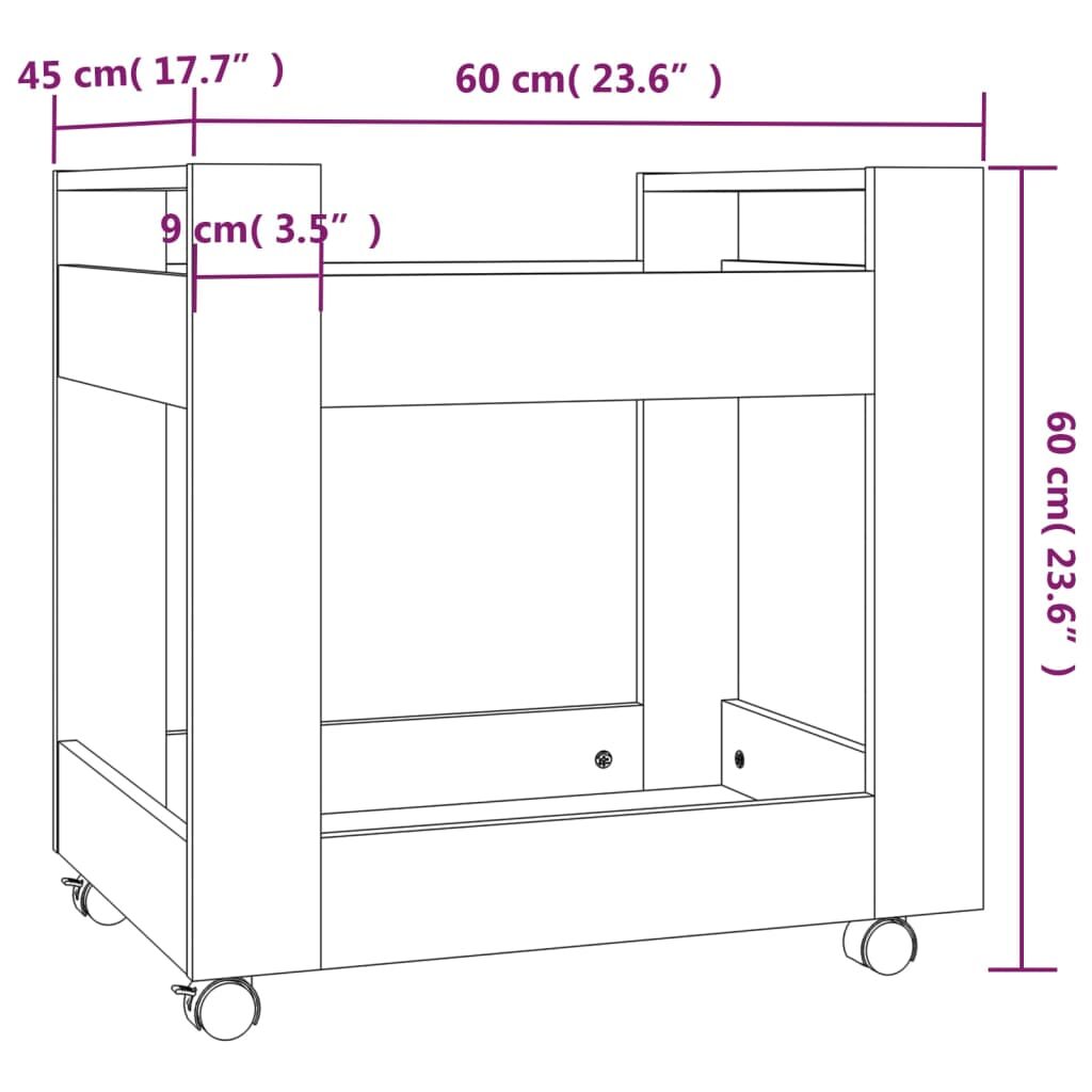 Γραφείο Τρόλεϊ Καφέ Δρυς 60x45x60 εκ. από Επεξεργασμένο Ξύλο