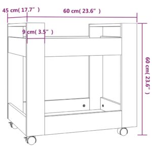 Γραφείο Τρόλεϊ Καφέ Δρυς 60x45x60 εκ. από Επεξεργασμένο Ξύλο