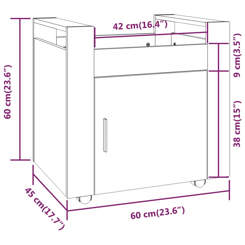 Γραφείο Τρόλεϊ Γκρι Σκυρ. 60x45x60 εκ. από Επεξεργασμένο Ξύλο