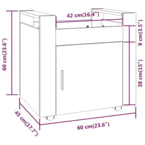 Τρόλεϊ Γραφείου Καφέ Δρυς 60x45x60 εκ. από Επεξεργασμένο Ξύλο