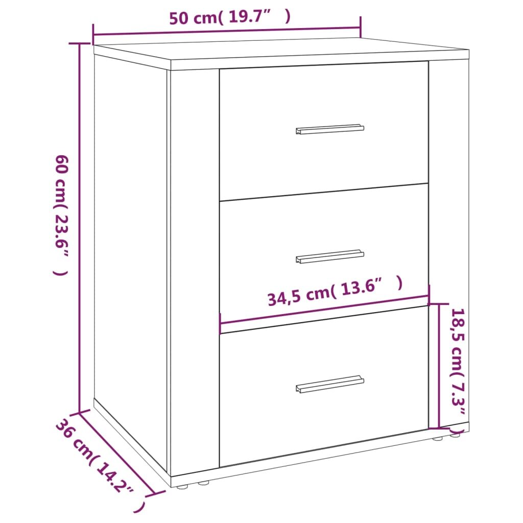 Κομοδίνο Καπνιστή Δρυς 50x36x60 εκ. από Επεξεργασμένο Ξύλο