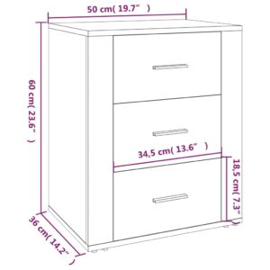 Κομοδίνο Καπνιστή Δρυς 50x36x60 εκ. από Επεξεργασμένο Ξύλο