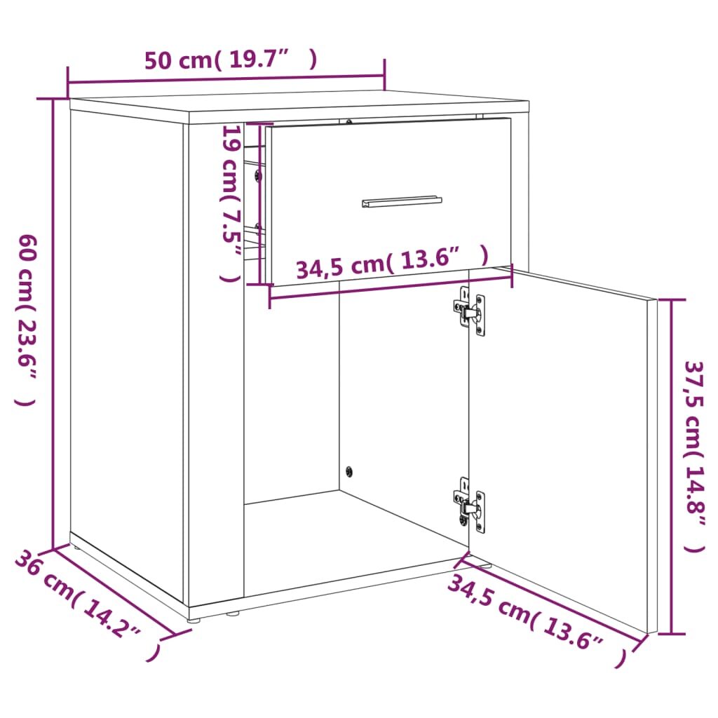 Κομοδίνο Γκρι Σκυρ. 50 x 36 x 60 εκ. από Επεξεργασμένο Ξύλο