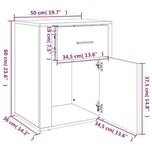 Κομοδίνο Καπνιστή Δρυς 50x36x60 εκ. από Επεξεργασμένο Ξύλο