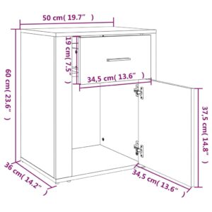 Κομοδίνο Γκρι Sonoma 50x36x60 εκ. από Επεξεργασμένο Ξύλο