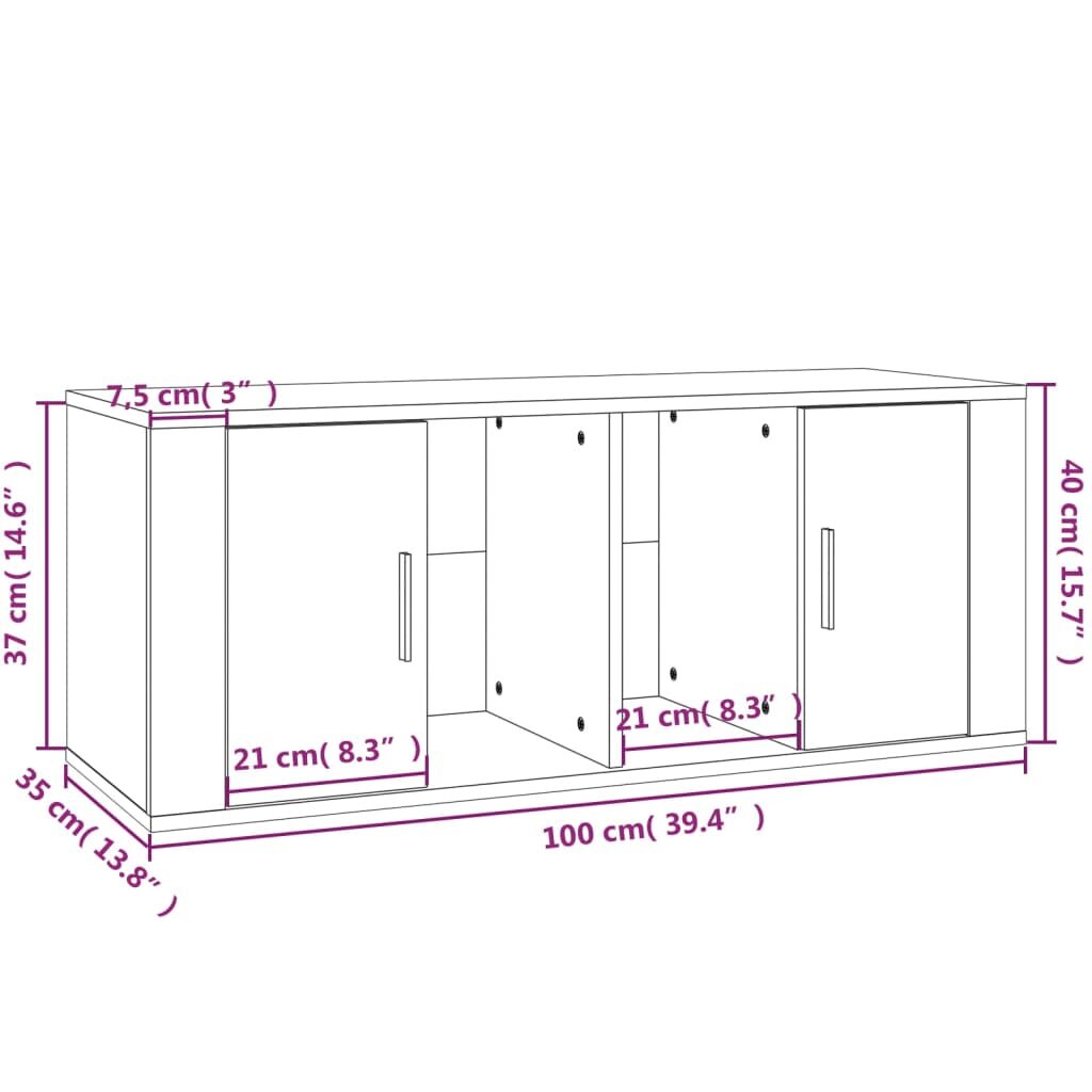 Έπιπλο Τηλεόρασης Γυαλ. Λευκό 100x35x40 εκ. Επεξεργασμένο Ξύλο