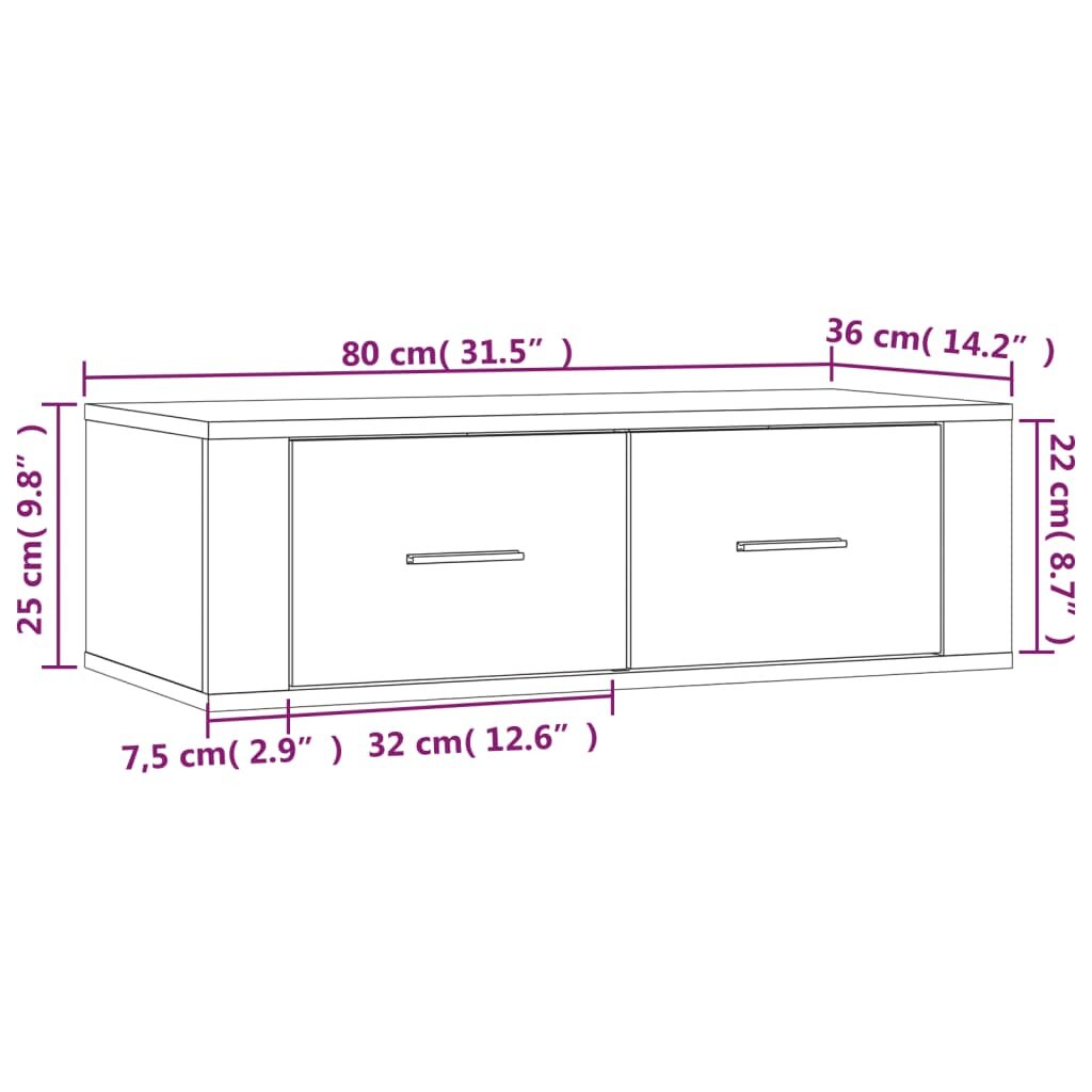 Έπιπλο Τηλεόρασης Κρεμαστό Γκρι Sonoma 80x36x25 εκ. Επεξ. Ξύλο