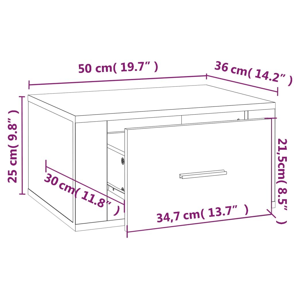 Κομοδίνα Επιτοίχιο Sonoma Δρυς 50x36x25 εκ.