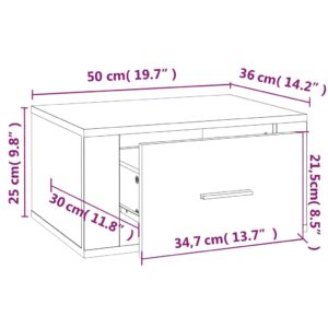 Κομοδίνο Επιτοίχιο Καπνιστή Δρυς 50x36x25 εκ.