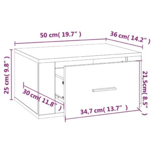 Κομοδίνα Επιτοίχια 2 τεμ. Γκρι Sonoma 50x36x25 εκ.