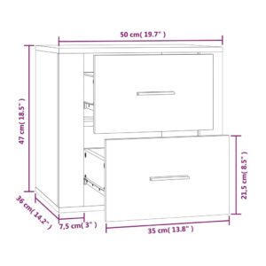 Κομοδίνο Επιτοίχιο Γυαλιστερό Λευκό 50 x 36 x 47 εκ.