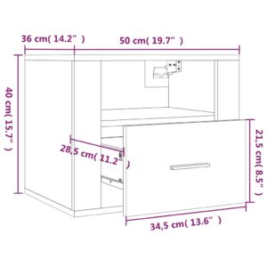 Κομοδίνα Επιτοίχιο Sonoma Δρυς 50x36x40 εκ.