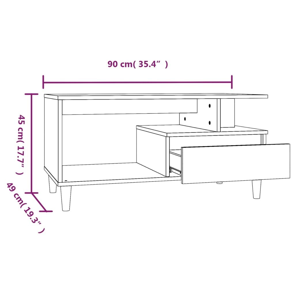 Τραπεζάκι Σαλονιού Γκρι Sonoma 90x49x45 εκ.Επεξεργασμένο Ξύλο