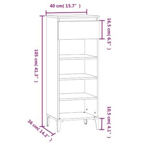 Παπουτσοθήκη Γκρι Σκυροδέματος 40x36x105 εκ. Επεξεργασμένο Ξύλο