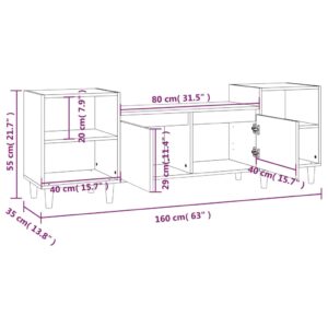 Έπιπλο Τηλεόρασης Γυαλ. Λευκό 160x35x55 εκ. Επεξεργασμένο Ξύλο