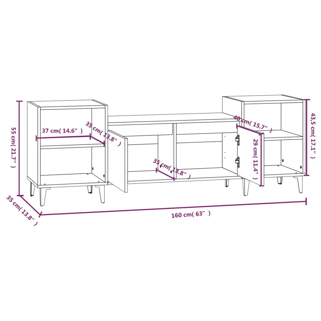 Έπιπλο Τηλεόρασης Καφέ Δρυς 160x35x55 εκ. Επεξεργασμένο Ξύλο