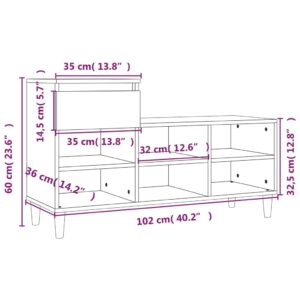 Παπουτσοθήκη Μαύρο 102x36x60 εκ. από Επεξεργασμένο Ξύλο