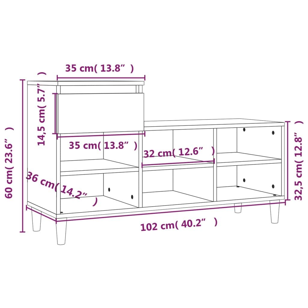 Παπουτσοθήκη Γκρι Sonoma 102x36x60 εκ. από Επεξεργασμένο Ξύλο