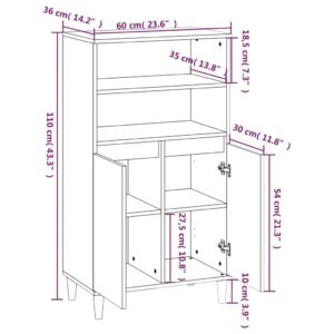 Ντουλάπι Γκρι Sonoma 60 x 36 x 110 εκ. από Επεξεργασμένο Ξύλο