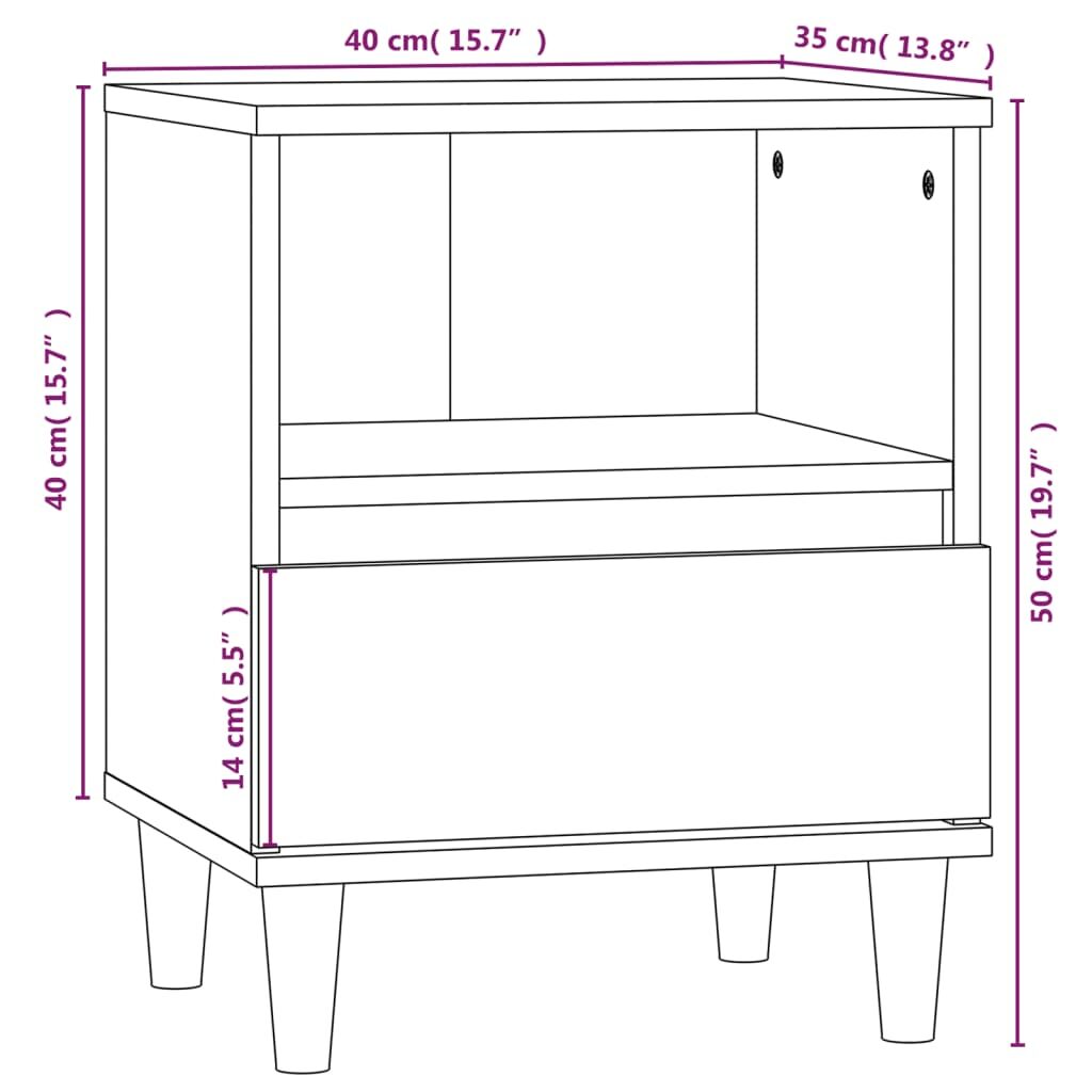 Κομοδίνο Μαύρο 40 x 35 x 50 εκ.