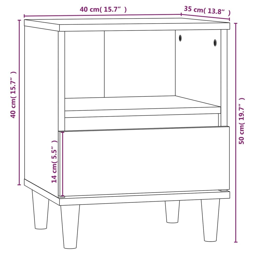 Κομοδίνο Καφέ Δρυς 40x35x50 εκ.