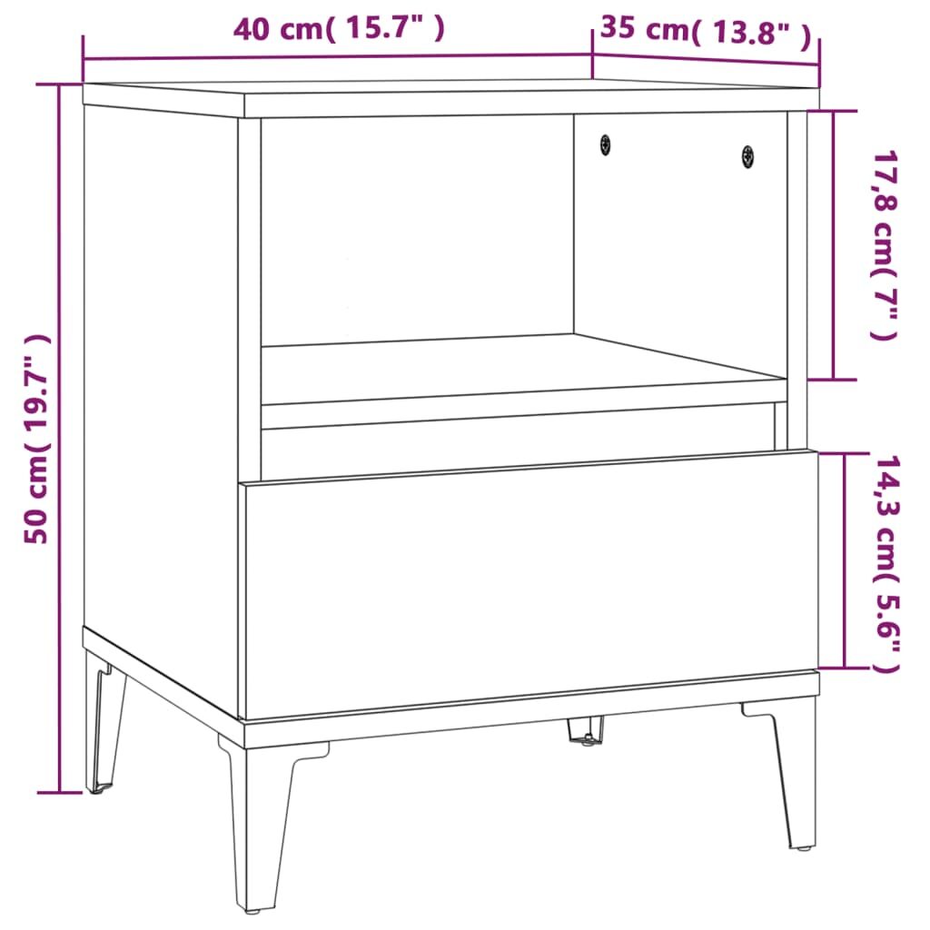 Κομοδίνο Καπνιστή Δρυς 40x35x50 εκ.