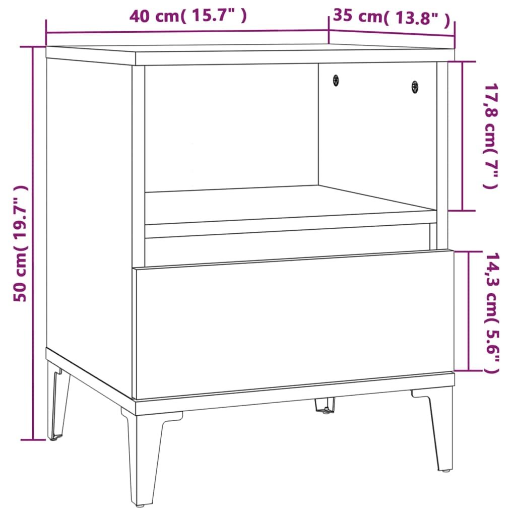 Κομοδίνο Καφέ Δρυς 40x35x50 εκ.