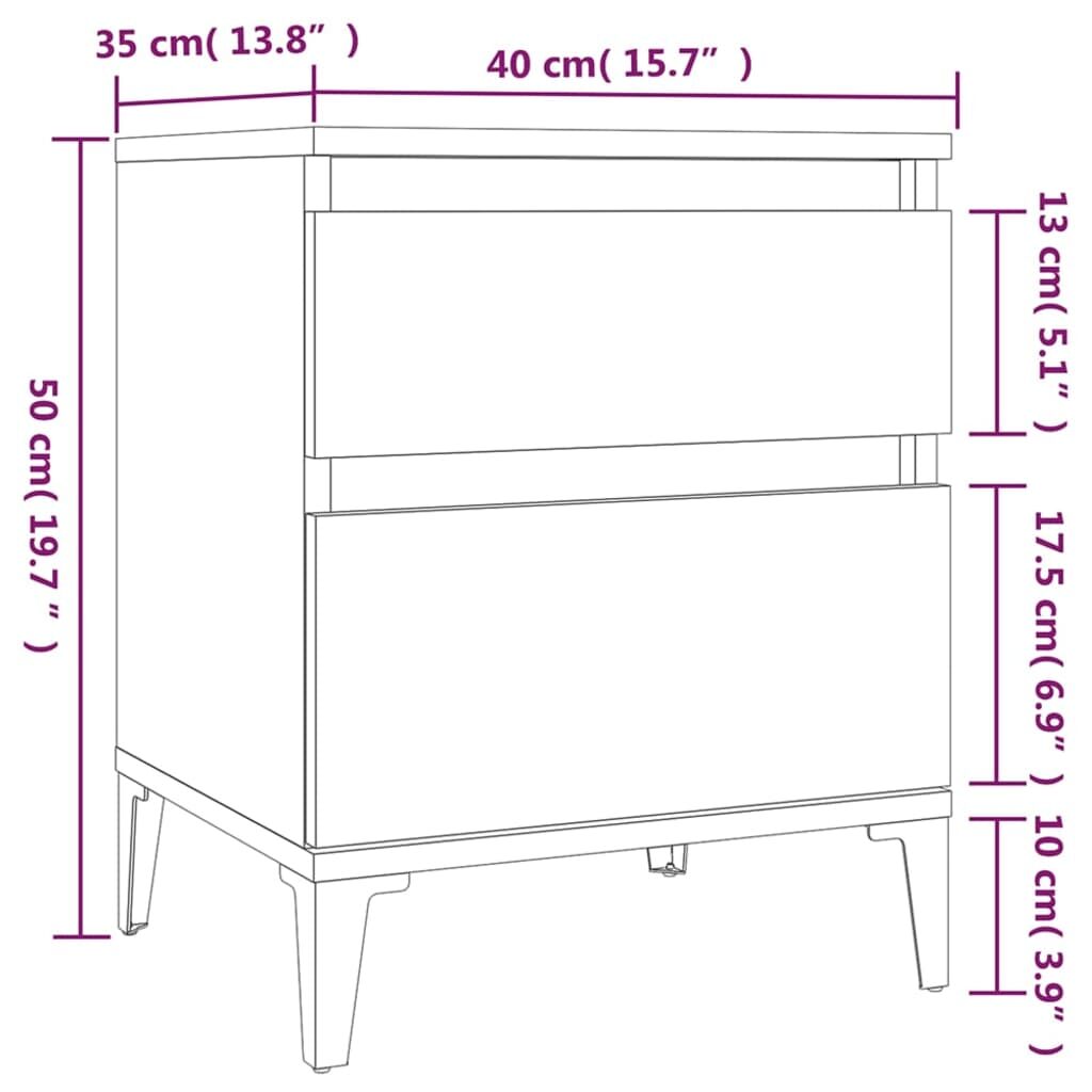 Κομοδίνα Γυαλιστερό Λευκό 40x35x50 εκ.