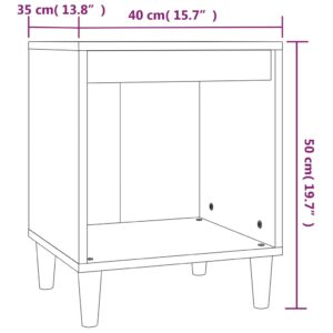 Κομοδίνο Γυαλ. Λευκό 40 x 35 x 50 εκ. από Επεξεργασμένο Ξύλο