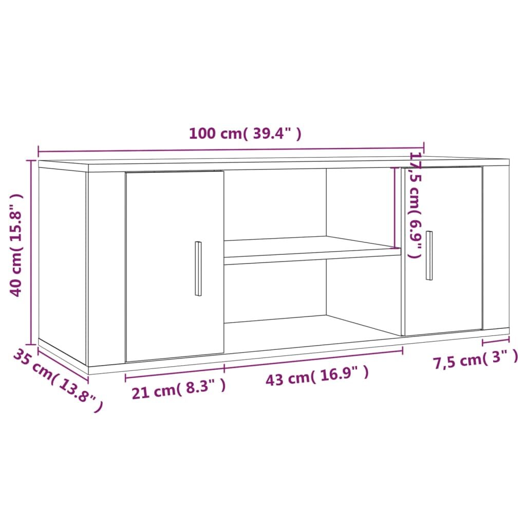 Έπιπλο Τηλεόρασης Λευκό 100 x 35 x 40 εκ. Επεξ. Ξύλο