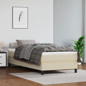 Πλαίσιο Κρεβατιού Boxspring Κρεμ 100x200 εκ. Συνθετικό Δέρμα