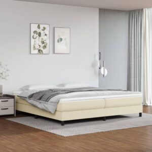 Πλαίσιο Κρεβατιού Boxspring Κρεμ 200x200 εκ. Συνθετικό Δέρμα