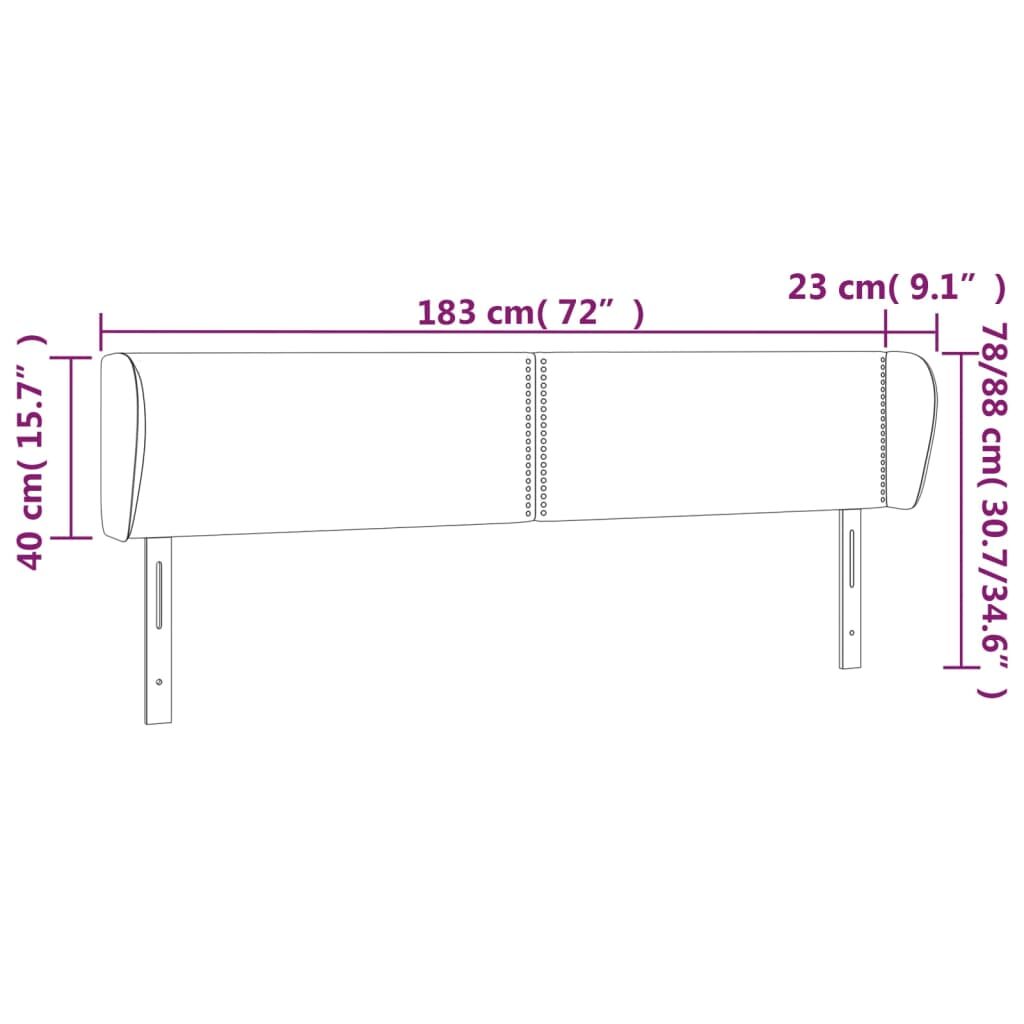 Κεφαλάρι με Πτερύγια Σκούρο Γκρι 183x23x78/88 εκ. Υφασμάτινο