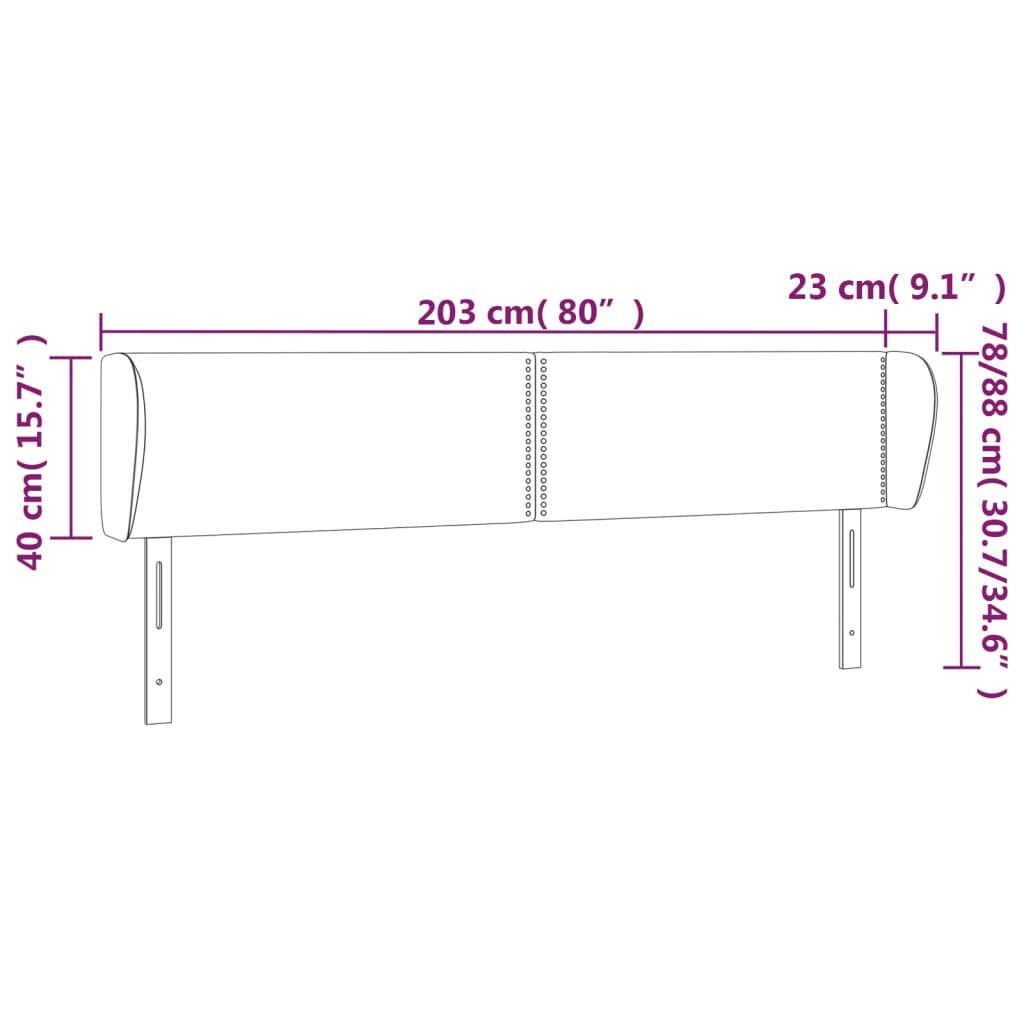 Κεφαλάρι με Πτερύγια Ανοιχτό Γκρι 203x23x78/88 εκ. Υφασμάτινο