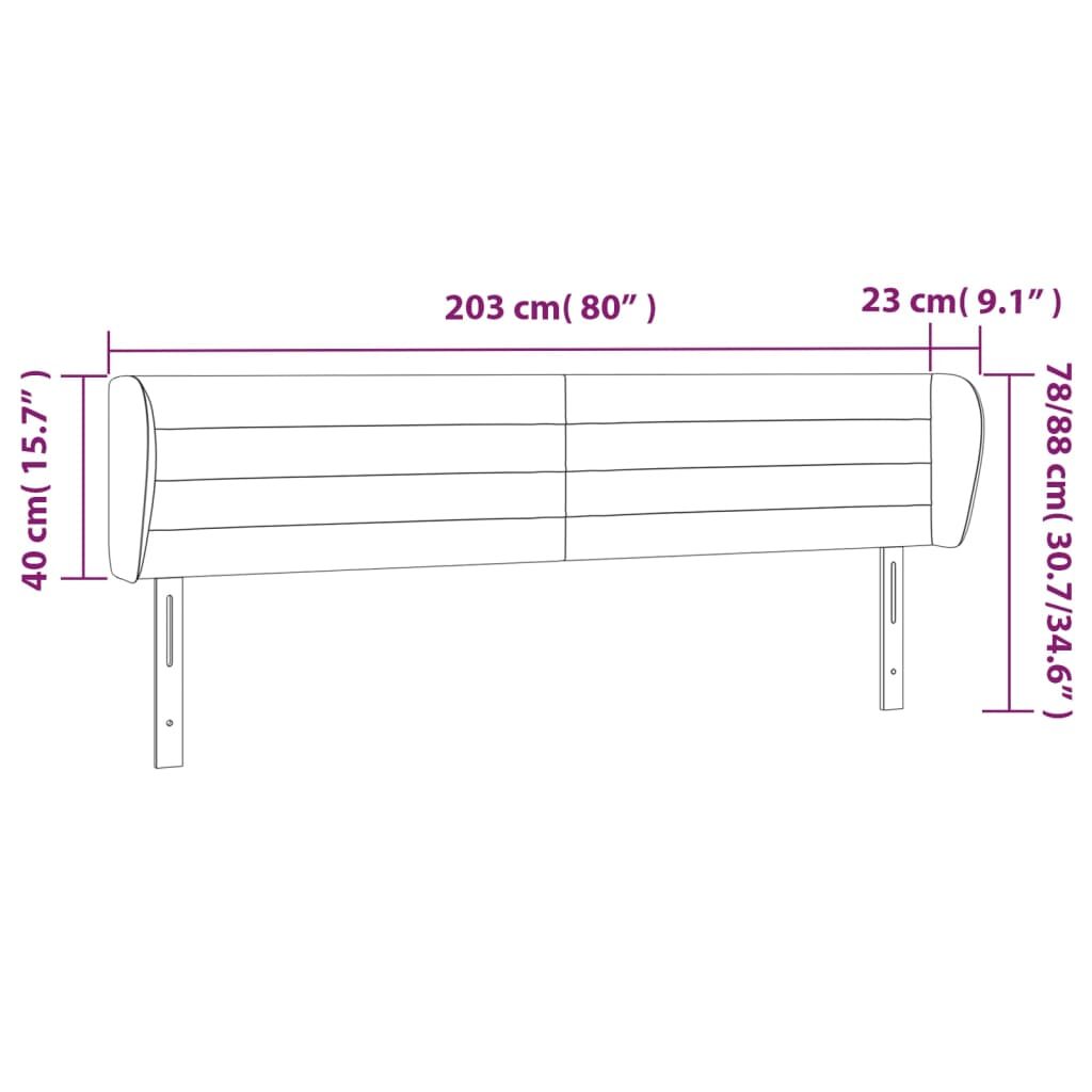 Κεφαλάρι με Πτερύγια Σκούρο Γκρι 203 x 23 x 78/88εκ. Υφασμάτινο