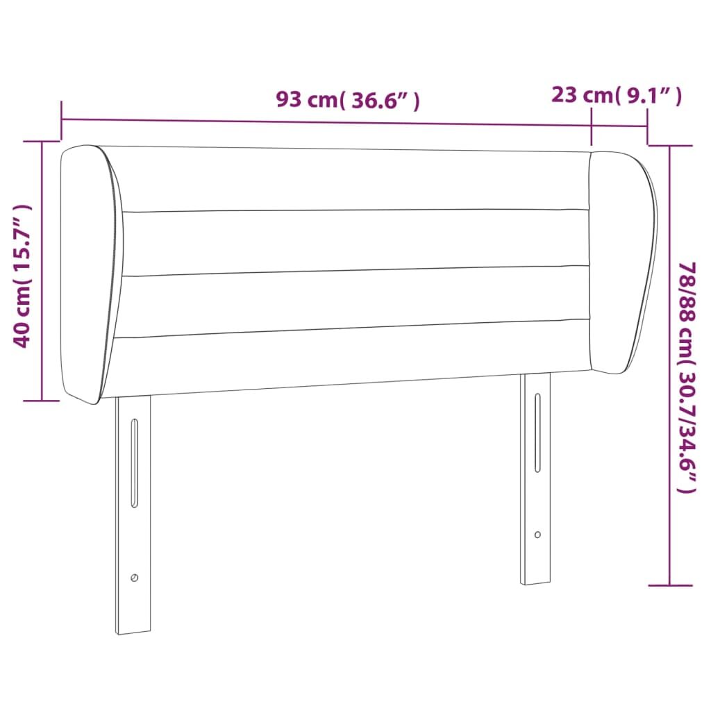 Κεφαλάρι με Πτερύγια Μαύρο 93x23x78/88 εκ. Βελούδινο