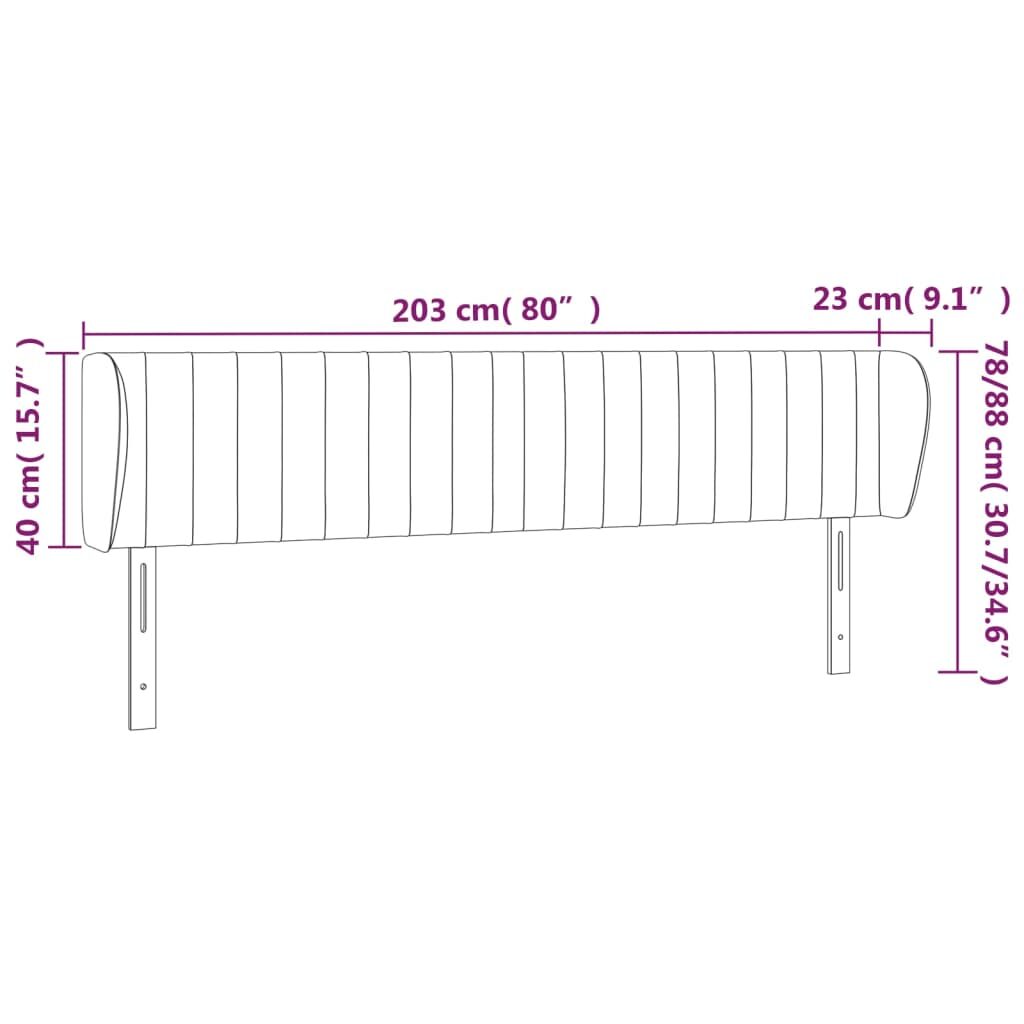 Κεφαλάρι με Πτερύγια Σκούρο Καφέ 203 x 23 x 78/88εκ. Υφασμάτινο