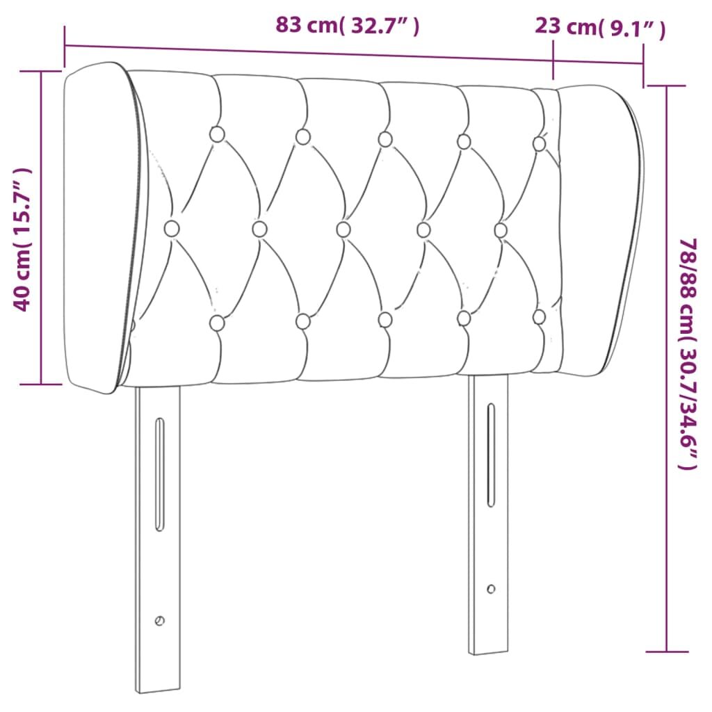 Κεφαλάρι με Πτερύγια Σκούρο Καφέ 83x23x78/88 εκ. Υφασμάτινο