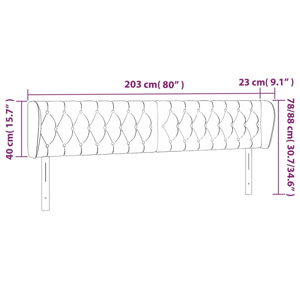 Κεφαλάρι με Πτερύγια Σκούρο Γκρι 203 x 23 x 78/88εκ. Υφασμάτινο