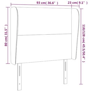 Κεφαλάρι με Πτερύγια Μαύρο 93 x 23 x 118/128 εκ. Υφασμάτινο