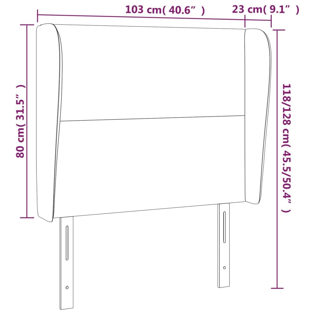 Κεφαλάρι με Πτερύγια Μαύρο 103x23x118/128 εκ. Υφασμάτινο